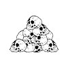 Vector clipart: Pile of skulls. Mountain of skeleton heads