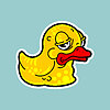 Vector clipart: Old rubber duck with wrinkles. Tired toy