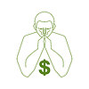 Vector clipart: Man Prays to Money. Dollar Worship