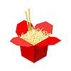 Vector clipart: Chinese noodles in box. Traditional food in China