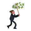 Vector clipart: BusinessMan catches money with Butterfly net .