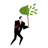 Vector clipart: BusinessMan catches money with Butterfly net .