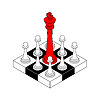 Vector clipart: Pawns Surround King in Chess. Chess Game. Concept: