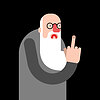 Vector clipart: Grandfather shows fuck finger. Angry Grandpa calls
