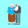 Vector clipart: grandfather and grandmother shows fuck finger. Angr