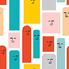 Vector clipart: Rectangles with eyes pattern seamless. Geometric