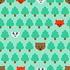 Vector clipart: Forest with bear pattern seamless. Trees and bears