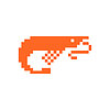 Vector clipart: Shrimp pixel art. 8 bit Small crustacean symbol