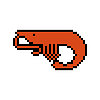 Vector clipart: Shrimp pixel art. 8 bit Small crustacean symbol