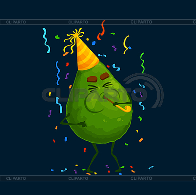 Cartoon Avocado Charakter auf Urlaub Party Spaß | Stock Vektorgrafik |ID 7482345