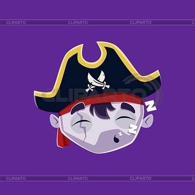 Personaje emoji pirata durmiente de Halloween de dibujos animados | Ilustración vectorial de stock |ID 7492912