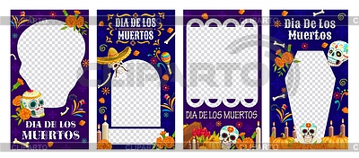 Banners de redes sociales para el Día de Muertos en México | Ilustración vectorial de stock |ID 7500172