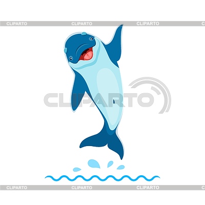 Cartoon Delphin Charakter springen und winkende Flosse | Stock Vektorgrafik |ID 7549715