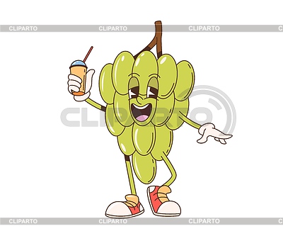 Retro Cartoon groovy Traubenfrucht lustiger Charakter | Stock Vektorgrafik |ID 7592147
