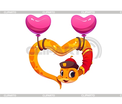 Serpiente de dibujos animados del día de San Valentín con forma de corazón | Ilustración vectorial de stock |ID 7624760
