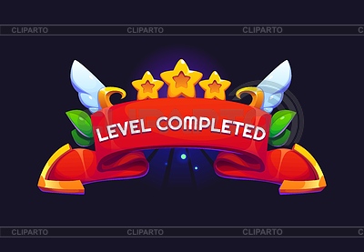 Insignia de nivel de juego completado para el activo del premio de la victoria | Ilustración vectorial de stock |ID 7630513