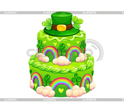 St Patrick süßer Feiertag zweistufiger Kuchen mit Hut | Stock Vektorgrafik |ID 7637222