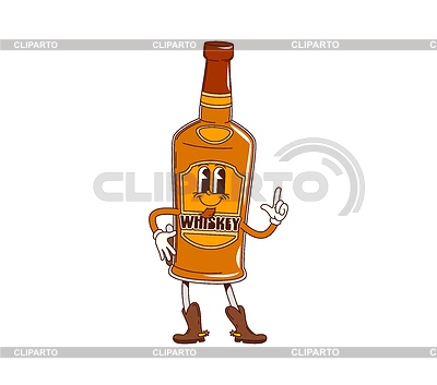 Botella de whisky groovy de dibujos animados Personaje del Salvaje Oeste | Ilustración vectorial de stock |ID 7639267