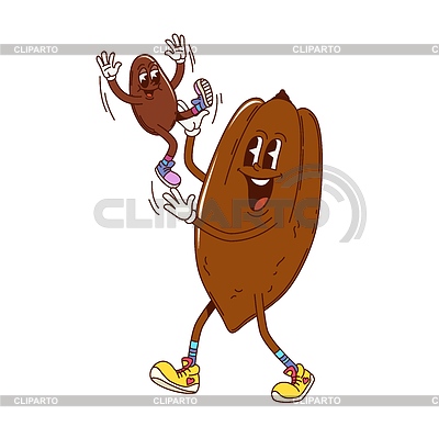 Personajes divertidos de dibujos animados groovy cocoa bean | Ilustración vectorial de stock |ID 7641708