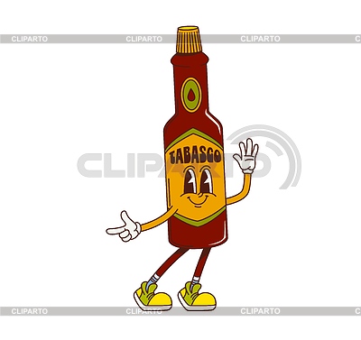 Personaje retro de dibujos animados groovy tabasco sauce y2k | Ilustración vectorial de stock |ID 7645684