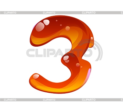 Honig-Schriftsatz, süßer Nektar Ziffer 3 drei | Stock Vektorgrafik |ID 7645990