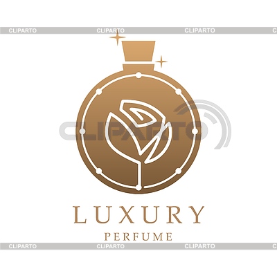 Luxury golden bottle of perfume fragrance icon | Stock Vector Graphics |ID 7648324