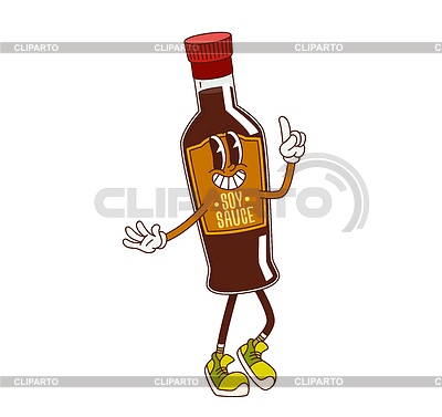 Personaje de salsa de soja groovy de dibujos animados con cara divertida | Ilustración vectorial de stock |ID 7648466