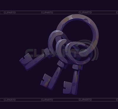 Conjunto de iconos de dibujos animados de viejas llaves piratas en anillo de metal | Ilustración vectorial de stock |ID 7649357