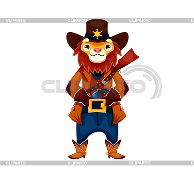 Cartoon lion Wild West cowboy or Western sheriff | Stock Vector Graphics |ID 7649363