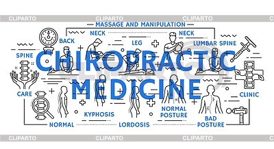 Chiropraktik Medizin und Physiotherapie Liniensymbole | Stock Vektorgrafik |ID 7650933