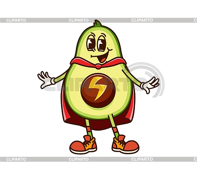Avocado fruit superhero groovy cute character | Stock Vector Graphics |ID 7650979
