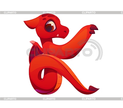 Fantasy red dragon cartoon character font letter K | Stock Vector Graphics |ID 7651273