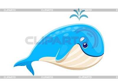 Karikatur-Blauwal-Charakter mit Wasserspritzen | Stock Vektorgrafik |ID 7652014