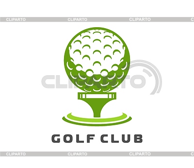 Icono de club de golf con bola verde en el tee, anillo de hierba | Ilustración vectorial de stock |ID 7652034
