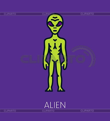 Weltraum Galaxie außerirdischer humanoider Farbliniensymbol | Stock Vektorgrafik |ID 7653274