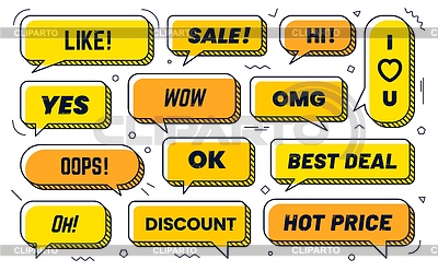 Memphis Sprechblasen, Dialog-Chat-Set | Stock Vektorgrafik |ID 7654127