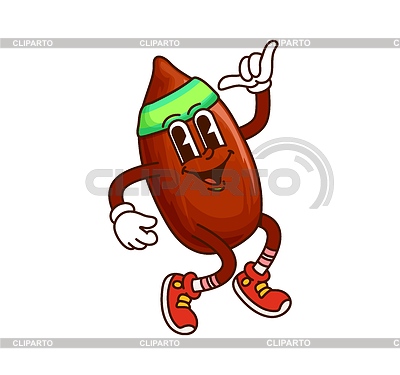 Nuez de almendra groovy de dibujos animados mostrando los pulgares hacia arriba | Ilustración vectorial de stock |ID 7654553