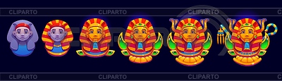Insignia de calificación del juego faraón de Egipto, progreso de nivel | Ilustración vectorial de stock |ID 7654645