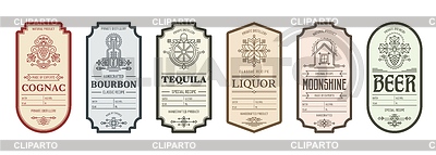 Alcohol label templates for beer, tequila, bourbon | Stock Vector Graphics |ID 7655861
