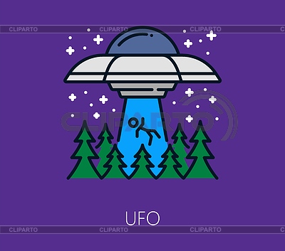 Space galaxy UFO saucer spaceship color line icon | Stock Vector Graphics |ID 7656513