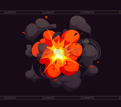 Efecto de explosión de bomba cómica, fuego de dibujos animados | Ilustración vectorial de stock |ID 7657225