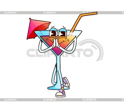 Cocktail-Trinkglas 60er Jahre grooviger lustiger Charakter | Stock Vektorgrafik |ID 7657337