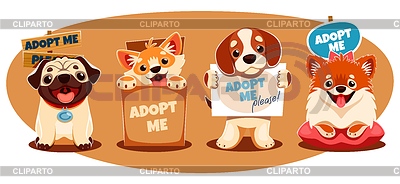 Adopt dog awareness scene with puppy animals | Stock Vector Graphics |ID 7657849