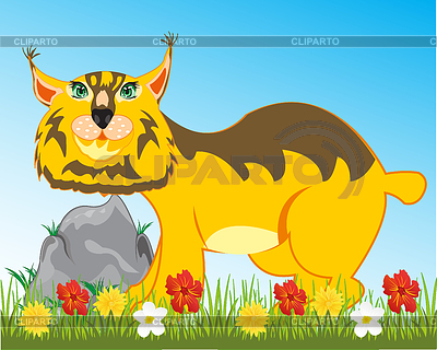 Trote de la fauna en el claro del año con la flor | Ilustración vectorial de stock |ID 6677152