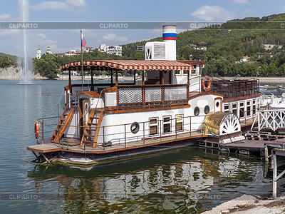 Retro steamship Champagne is moored at pier on | High resolution stock photo |ID 7639610