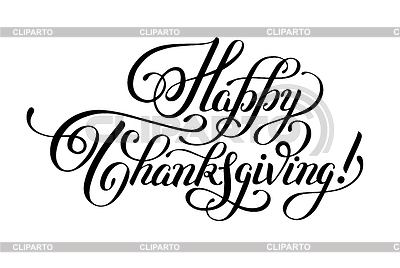 Feliz Acción de Gracias negro y blanco manuscrita | Ilustración vectorial de stock |ID 6156102