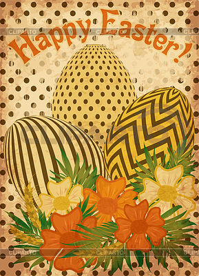 Feliz tarjeta de invitación vintage de Pascua, vector illustrati | Ilustración vectorial de stock |ID 6760471