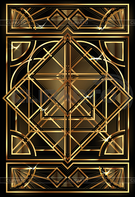 Tarjeta vip dorada en estilo art deco, ilustración vectorial | Ilustración vectorial de stock |ID 7645433