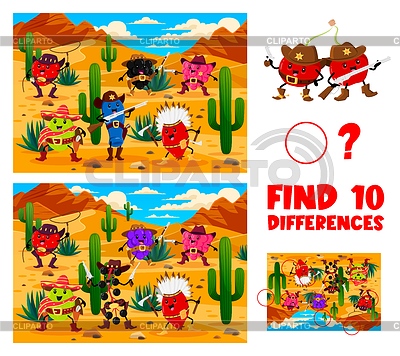 Finde zehn Unterschiede Spiel mit Beerencharakteren | Stock Vektorgrafik |ID 7488515