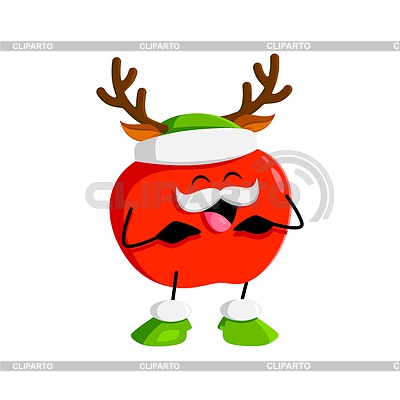 Dibujos animados alegre Navidad vacaciones manzana roja fruta | Ilustración vectorial de stock |ID 7488713